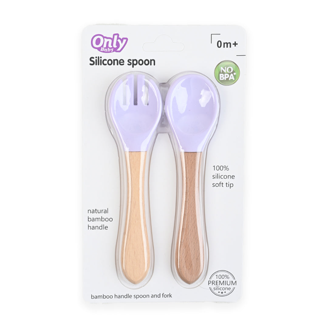 Silicone Bamboo Spoon & Fork