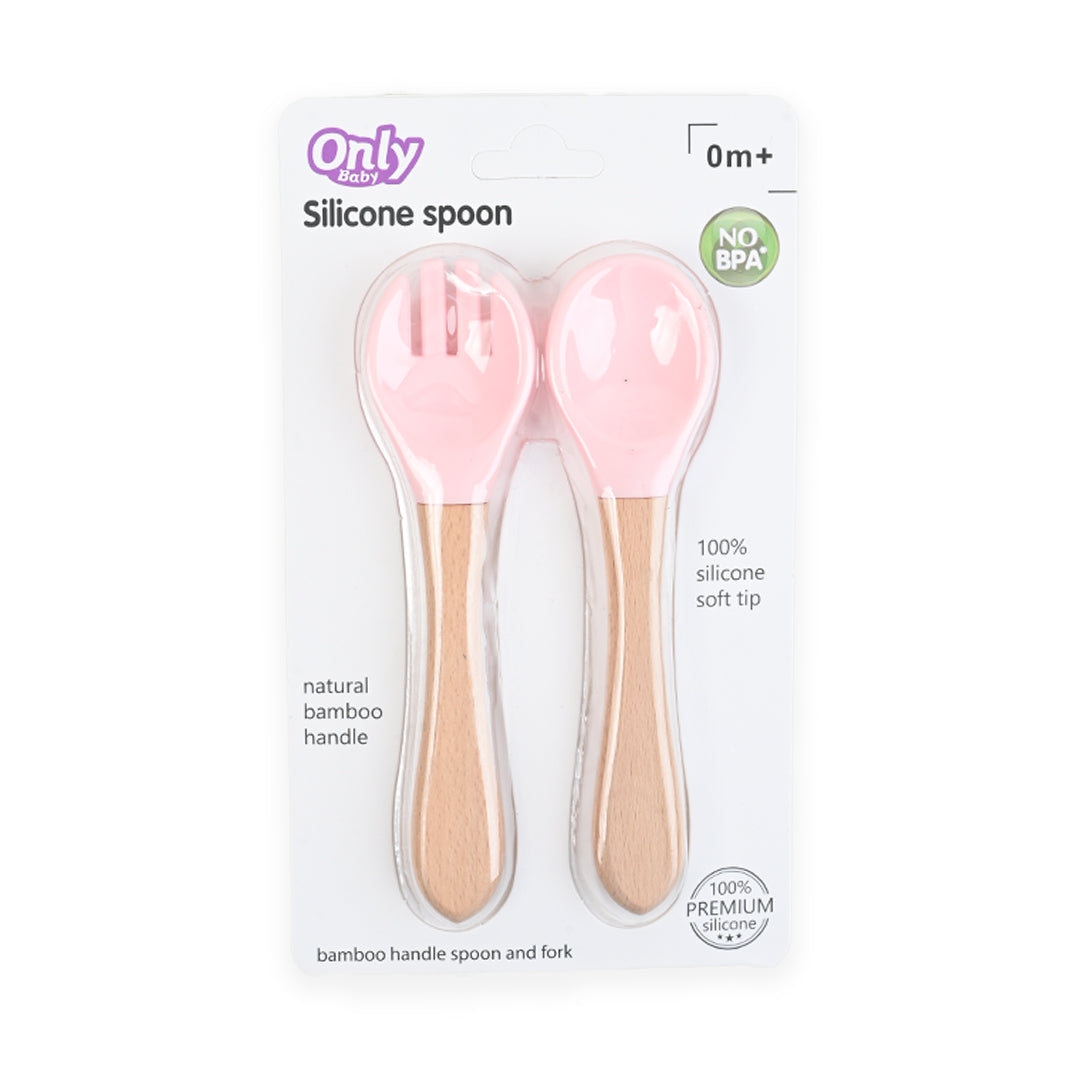 Silicone Bamboo Spoon & Fork