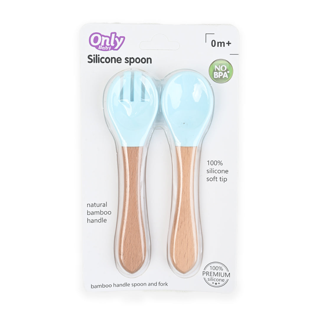 Silicone Bamboo Spoon & Fork