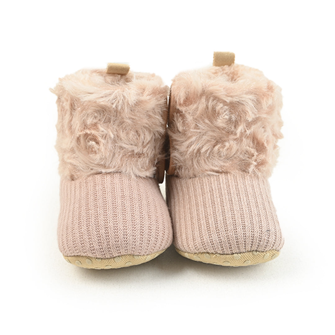 Buttoned Long Inner Fabric Fluff Shoes