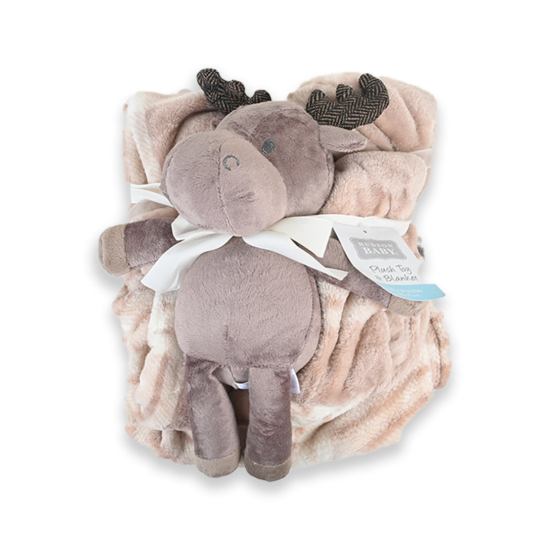Moose Baby Blanket With plush toy