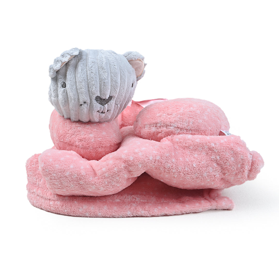 Grey Bear Blanket with Neck Pillow