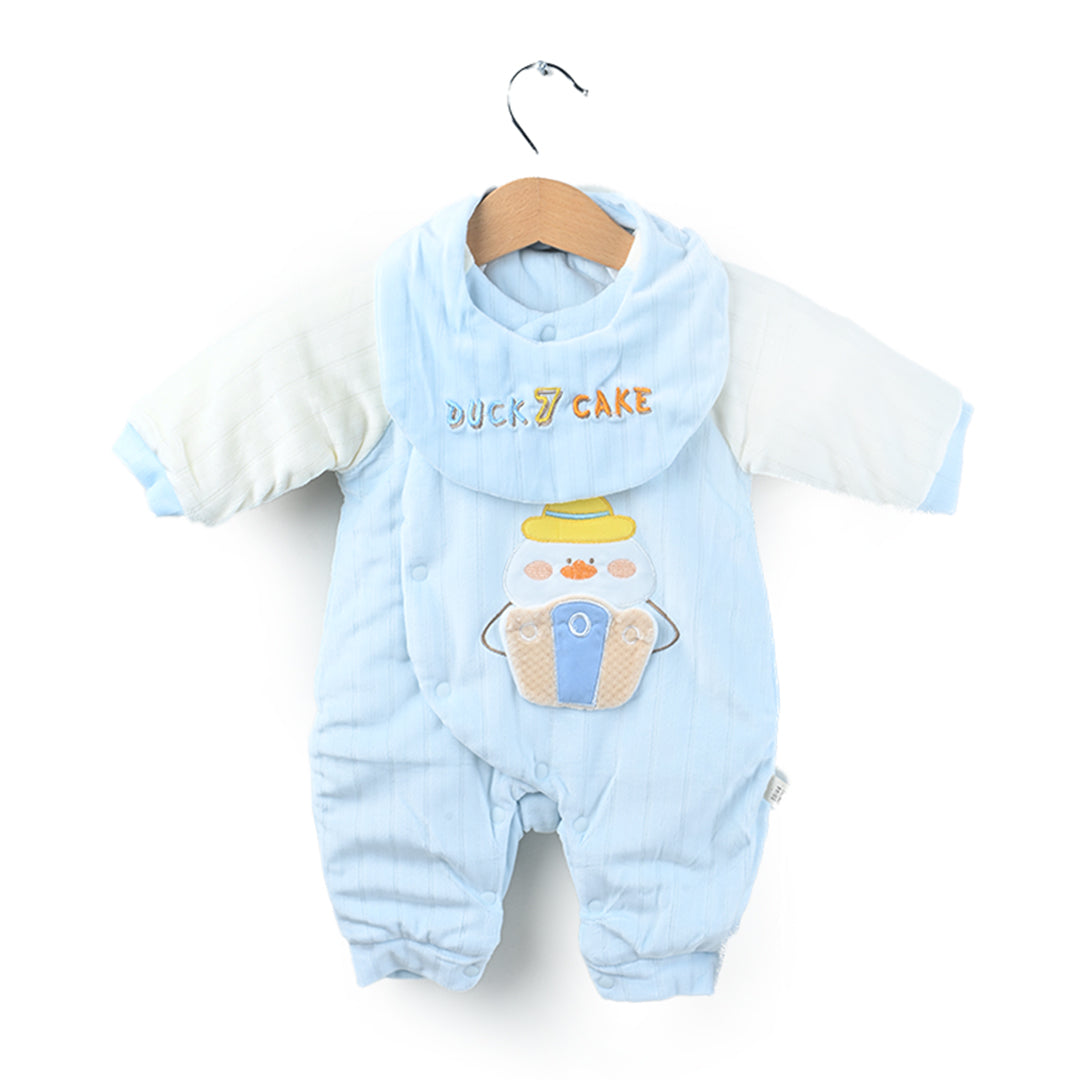 Duck Hat Quilted Warm Romper With Bib