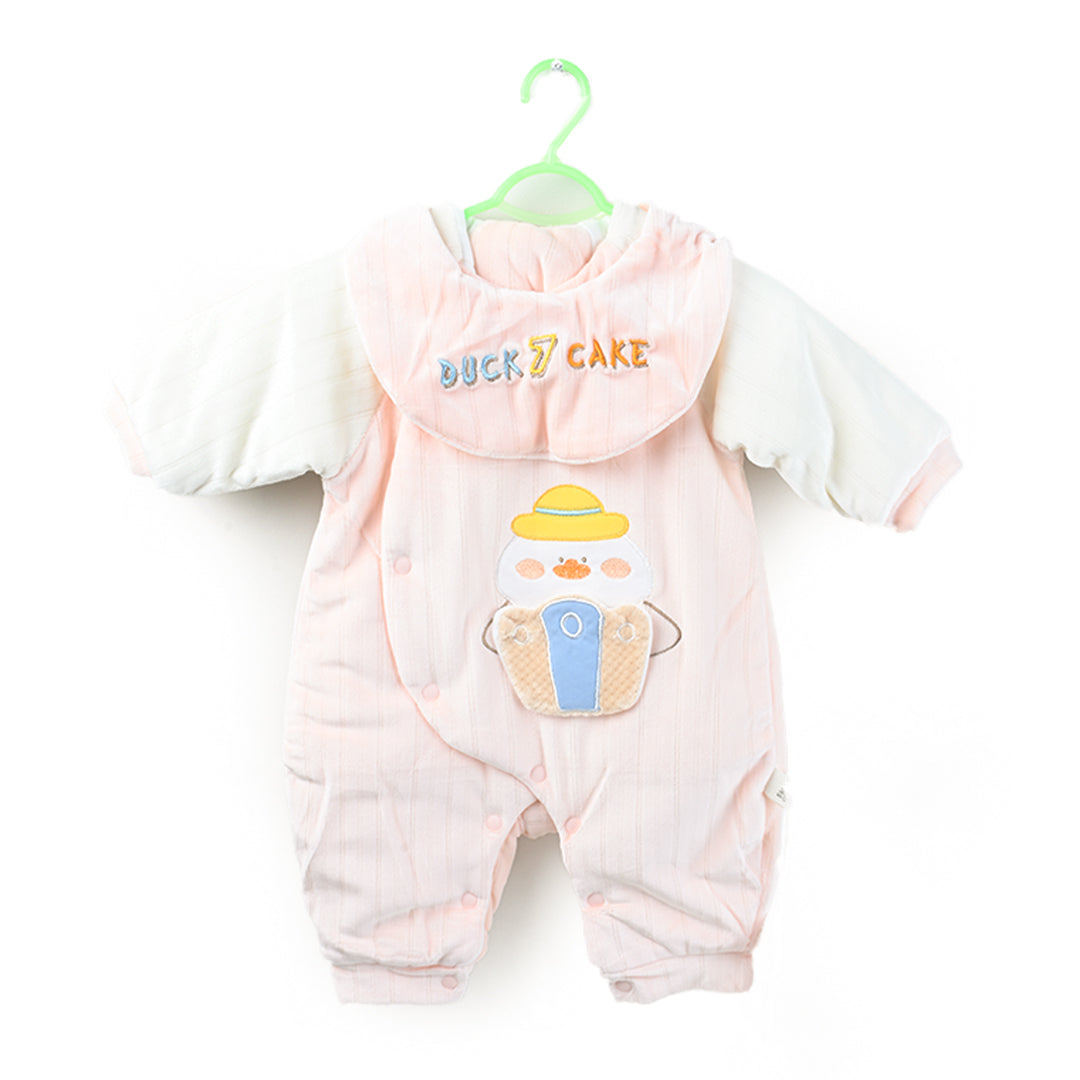 Duck Hat Quilted Warm Romper With Bib