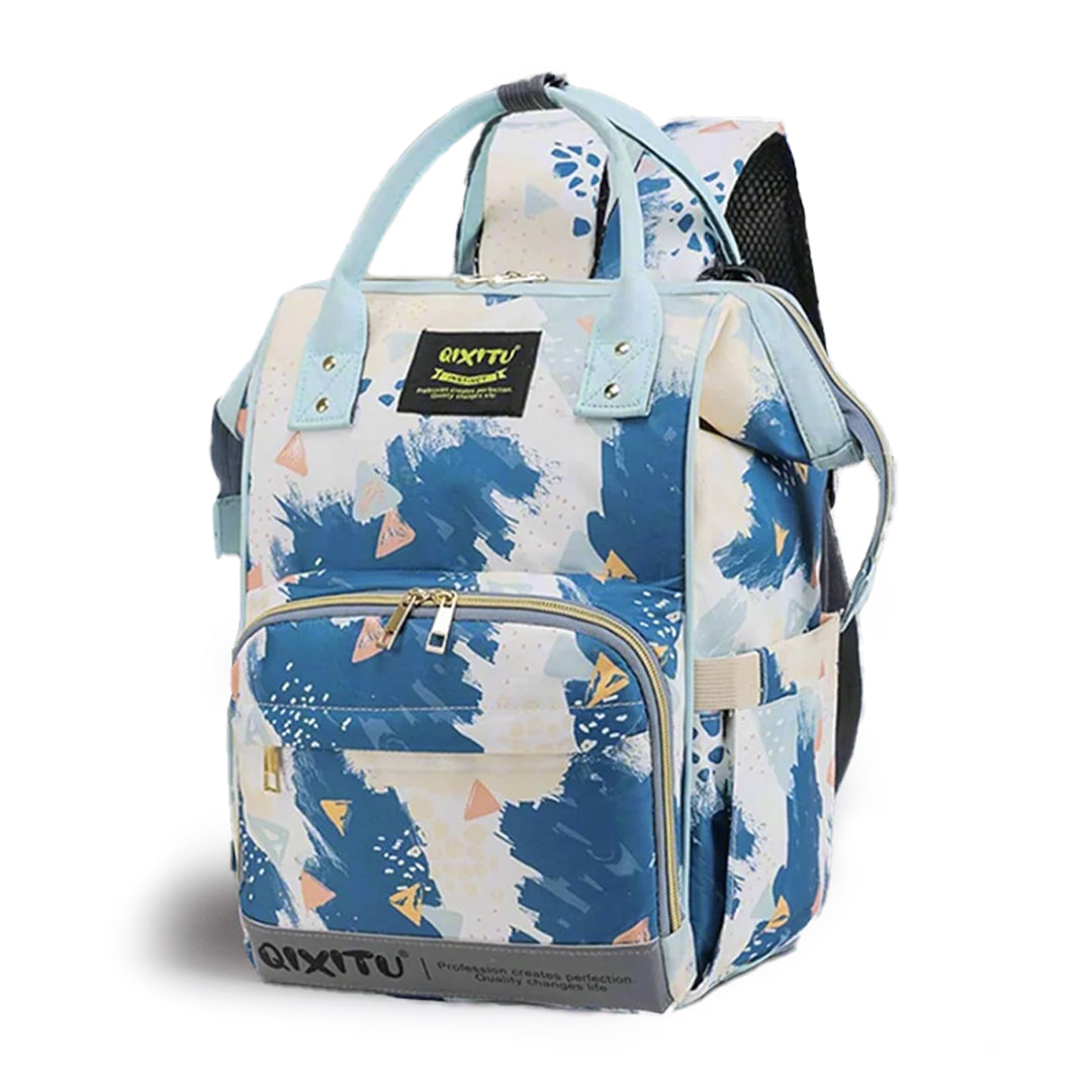 Qixitu Blue Abstract Baby Diaper/Mother Maternity bag