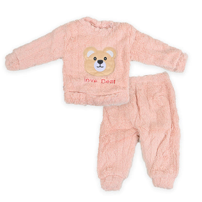 Fuzzy Fleece Long-Sleeve Pullover And Trousers Set