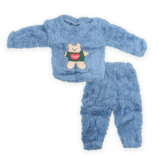 Fuzzy Top Fleece Long-Sleeve Pullover And Trousers Set