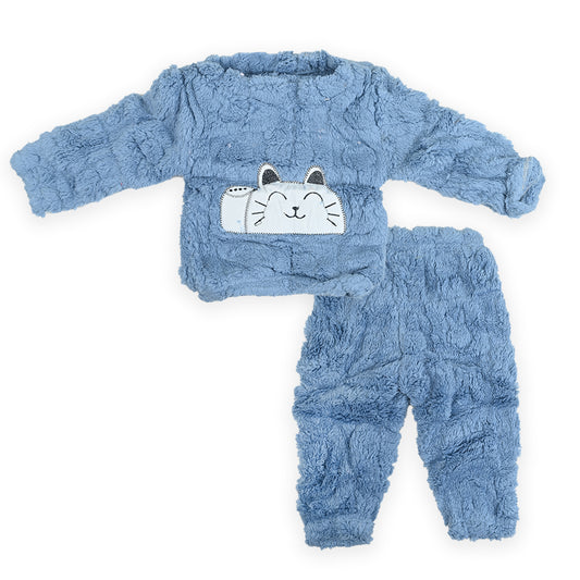 Fuzzy Kitty Fleece Long-Sleeve Pullover And Trousers Set