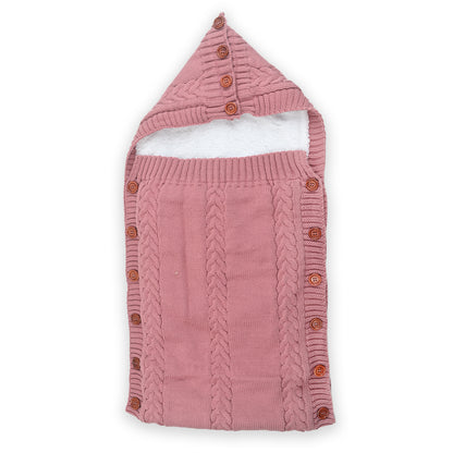 Hooded Buttoned Down Premium Wool and Fur Sleep Sack