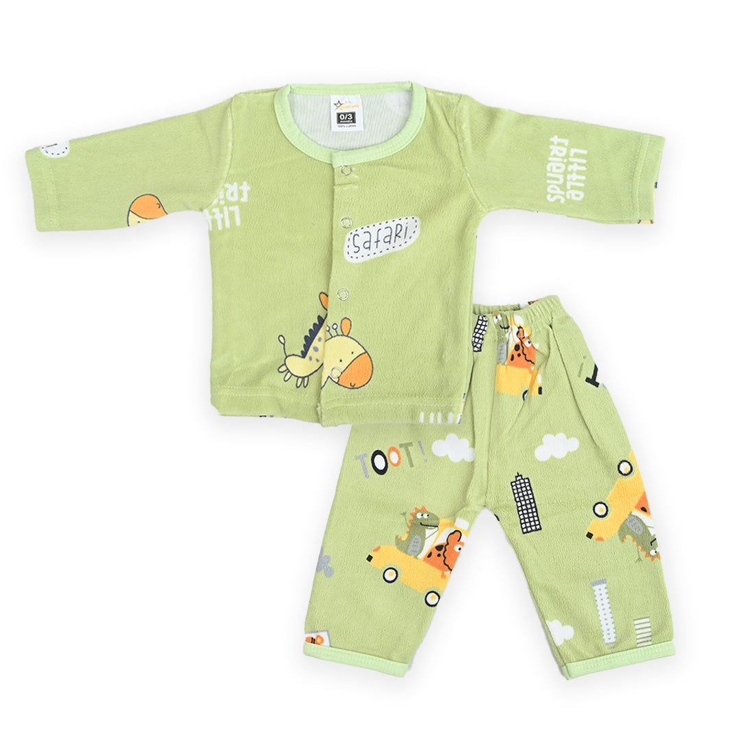 Safari Printed Winter Newborn Sleep suits