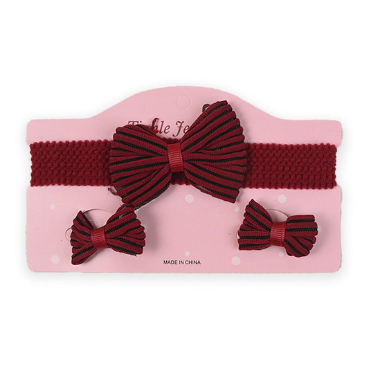 Stripe Premium 3 Piece Headband & Clip Set