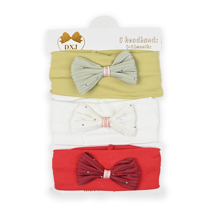 Shiny Bow 3 piece Headband Set