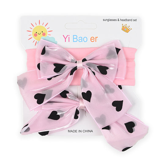 Sun Shine Hearts Girl Premium 2 Piece Headband & Clip Set