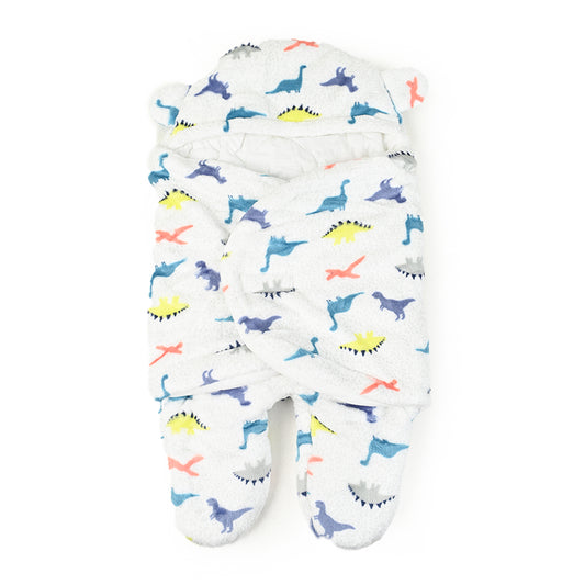 Dino Quilted Furry Swaddle And Sleep Bag