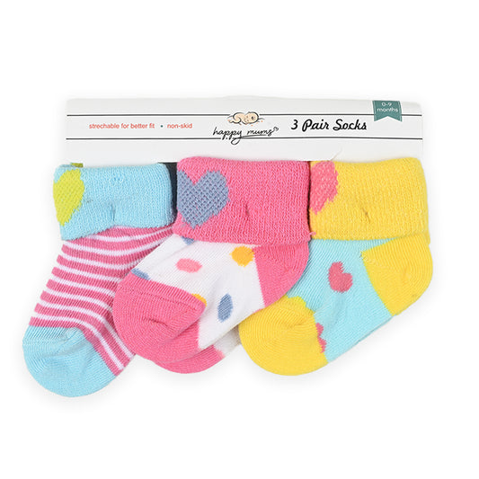 Multi Heart Socks Pack Of 3