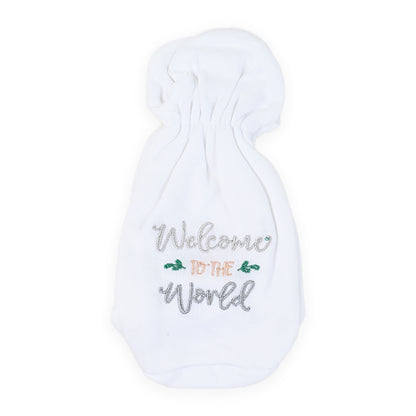 Welcome to the World coloured baby feeder cover alternate view