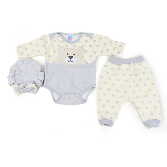 Bow Hearts 3 Piece Winter Bodysuit Pajama Set