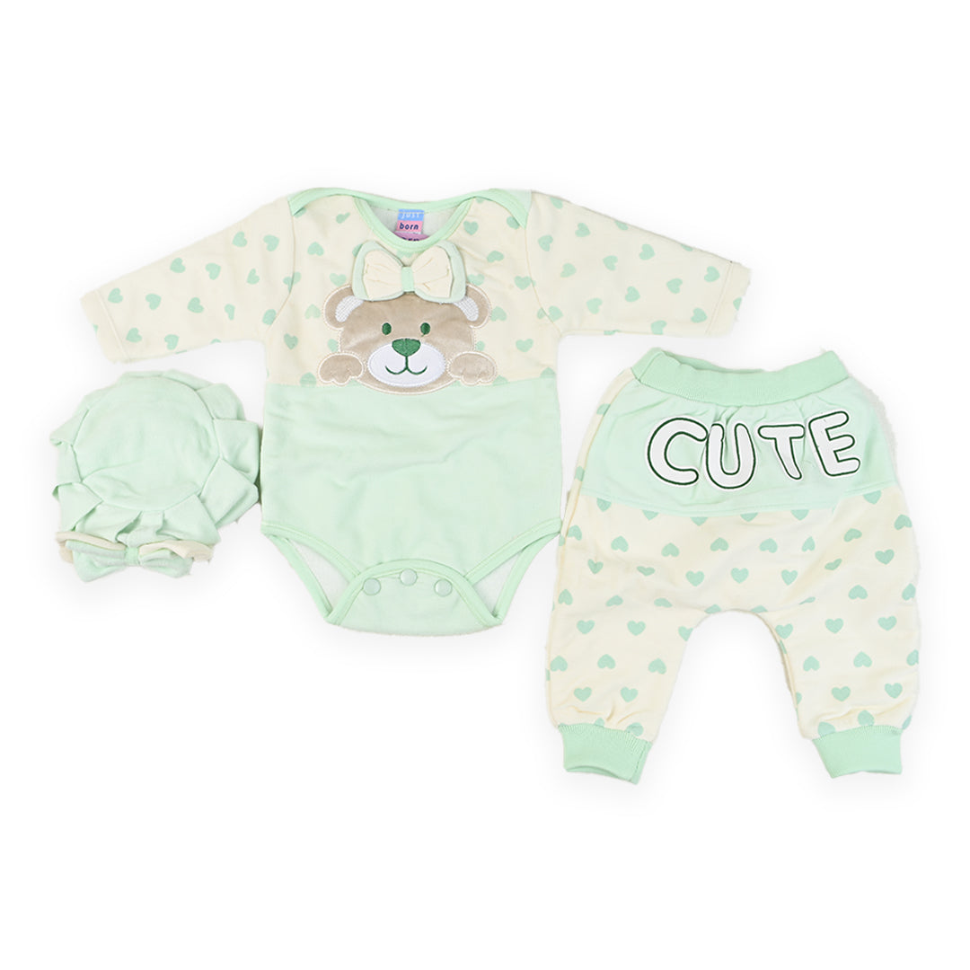 Bow Hearts 3 Piece Winter Bodysuit Pajama Set