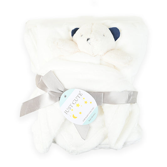 Full White Bunny Fleece Baby Blanket