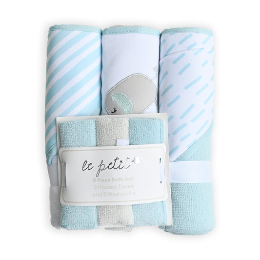 6 Piece Newborn Bath Towel Set