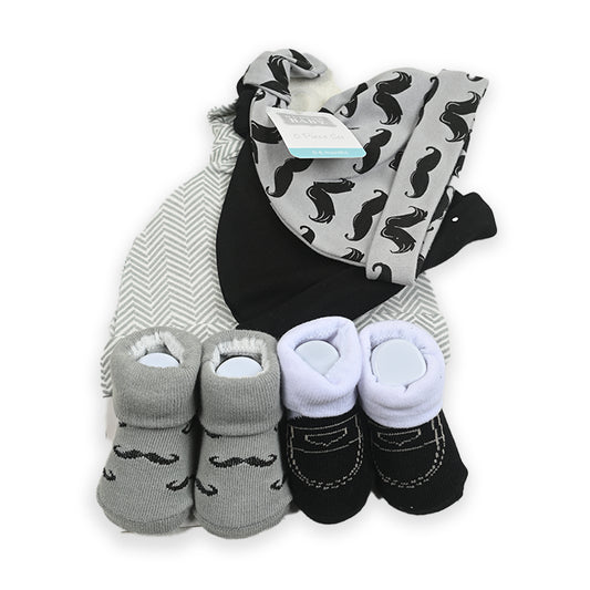 Hudson Mustache 5 Piece Cap Set With Booties