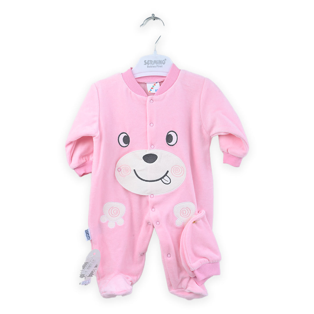 Bear Fleece Winter Romper with Cap