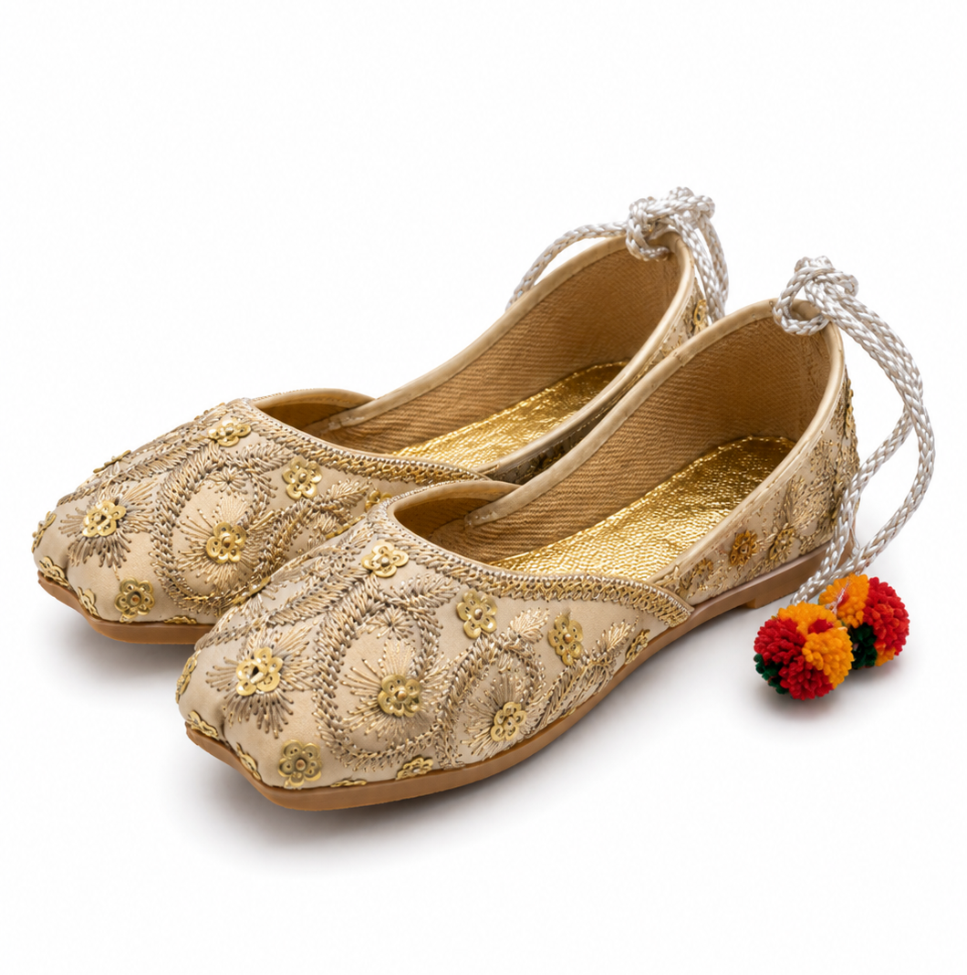 Embroidered Dull Gold Baby Khussa