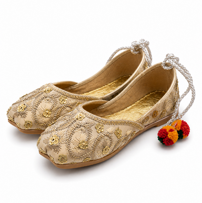Embroidered Dull Gold Baby Khussa