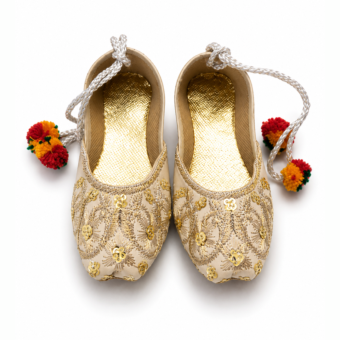 Embroidered Dull Gold Baby Khussa