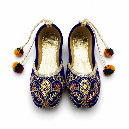 Embroidered Royal Blue Baby Khussa