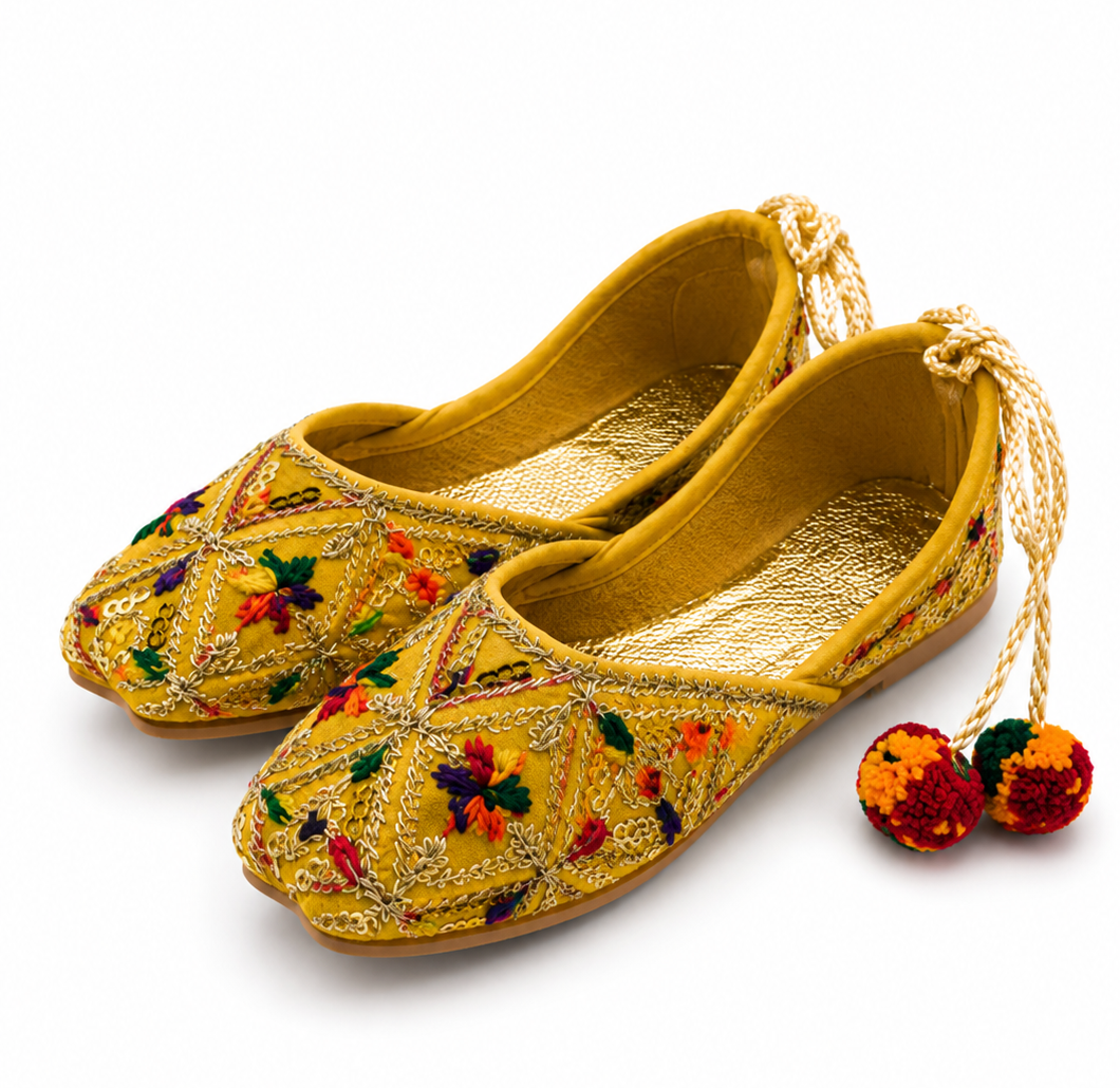 Embroidered Yellow Baby Khussa