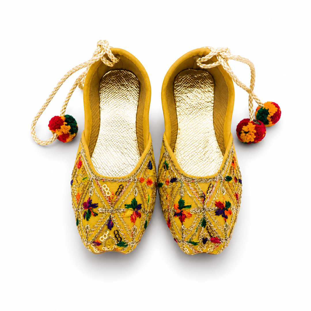 Embroidered Yellow Baby Khussa