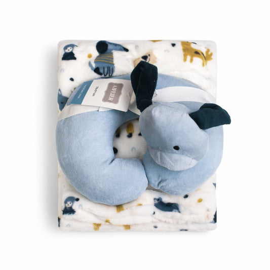 Baby Blanket with Neck Pillow – Soft Plush Newborn Comfort Set (Unisex)