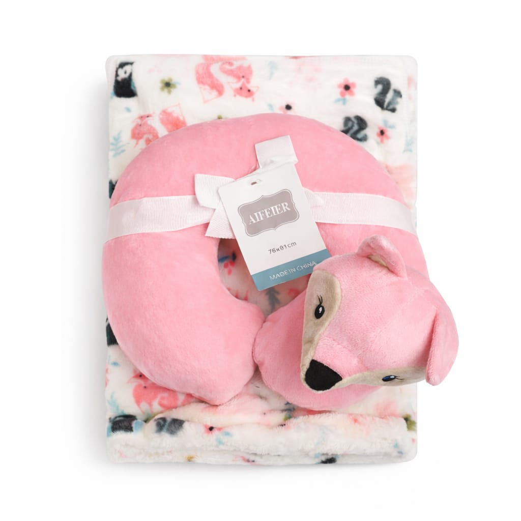 Baby Blanket with Neck Pillow – Soft Plush Newborn Comfort Set (Unisex)
