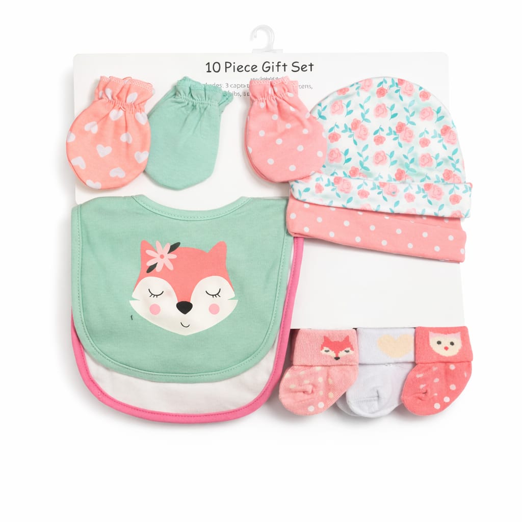 Newborn Baby Essentials Gift Set – (10-Piece Unisex Set) Fox