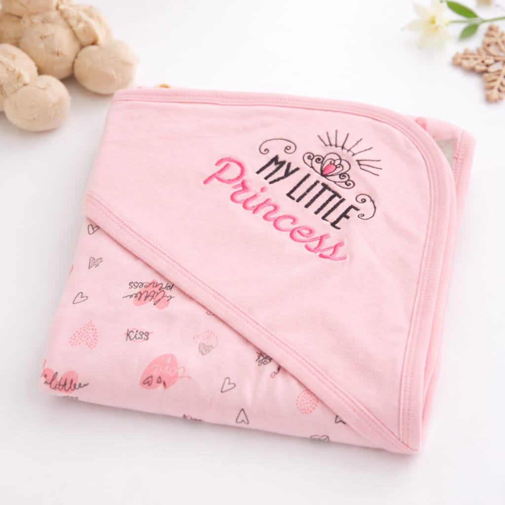 Little Princess Hooded Soft Cotton Baby Wrapping & Receiving Sheet