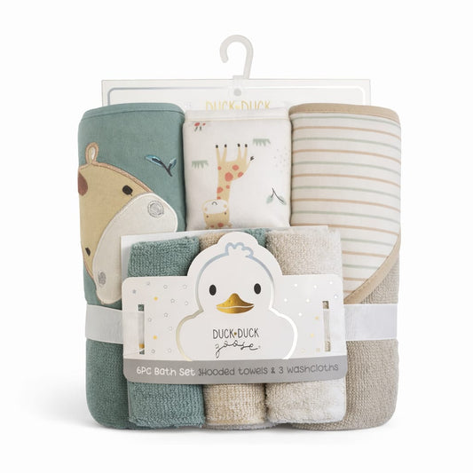 Cute Giraffe 6-Piece Hooded Towel & Washcloth Set – Super Soft Terry