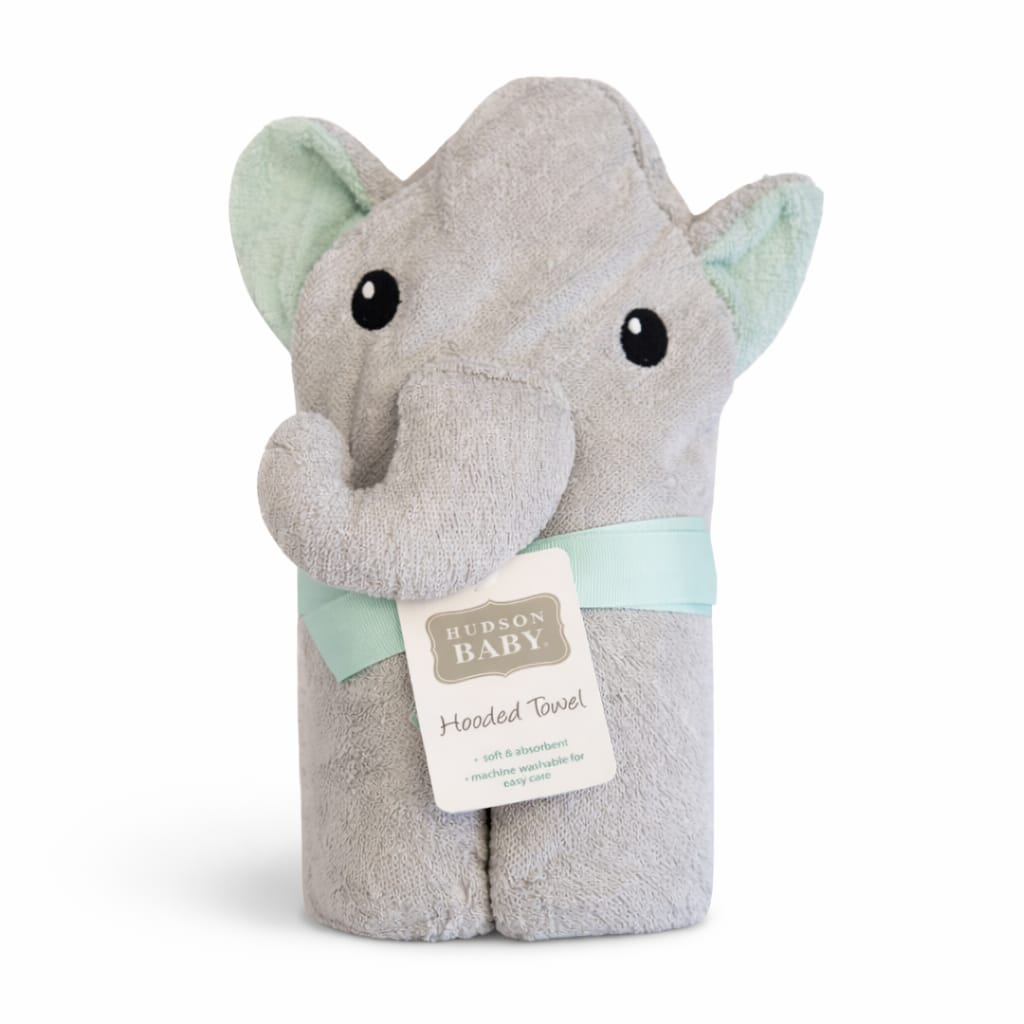 Grey Elephant Hooded Bath Towel