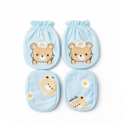 Newborn Cotton Mittens & Booties Set – Soft Anti-Scratch Gloves and Socks