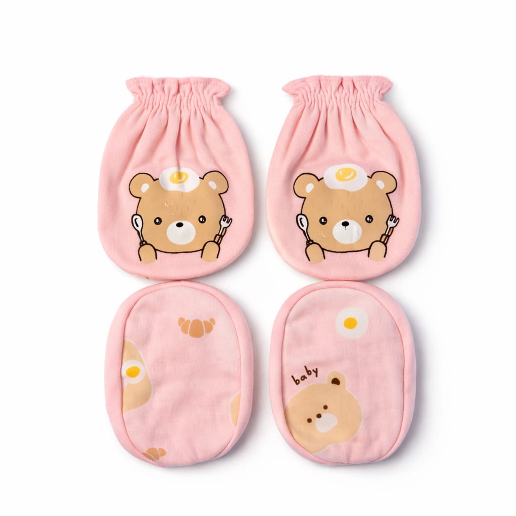 Newborn Cotton Mittens & Booties Set – Soft Anti-Scratch Gloves and Socks