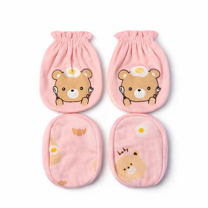 Newborn Cotton Mittens & Booties Set – Soft Anti-Scratch Gloves and Socks