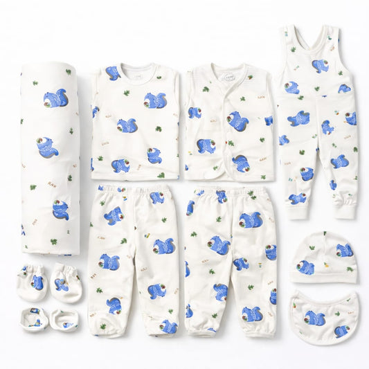 Cute Blue Squirrel 11 Piece New Born Winter Set