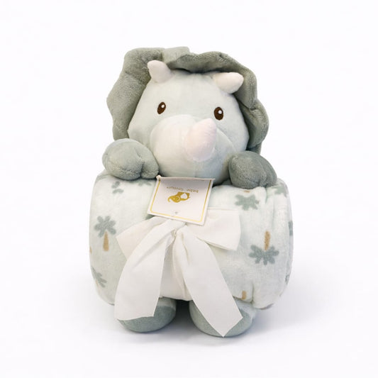 Premium Baby Rhino Blanket With Plush Toy