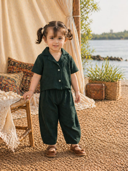 Forest Ease Girls Summer Set – Deep Green | Little Escape 2026