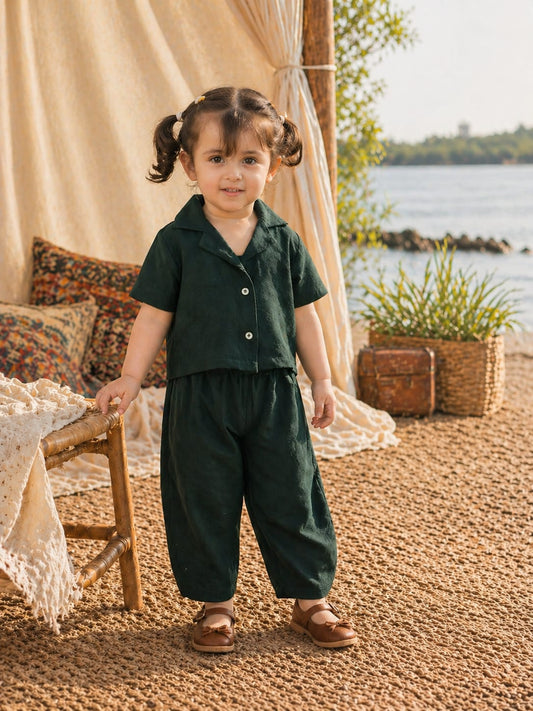 Forest Ease Girls Summer Set – Deep Green | Little Escape 2026