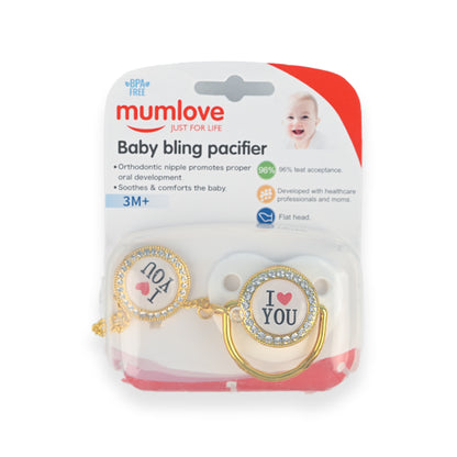 MumLove Baby Pacifiers With Chain Love