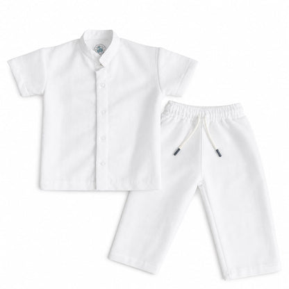 Front view of a white shirt and a white trouser