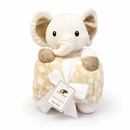 Premium Baby Elephant Blanket With Plush Toy