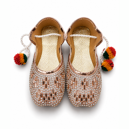 Rose-Gold Rhinestone Baby Khussa