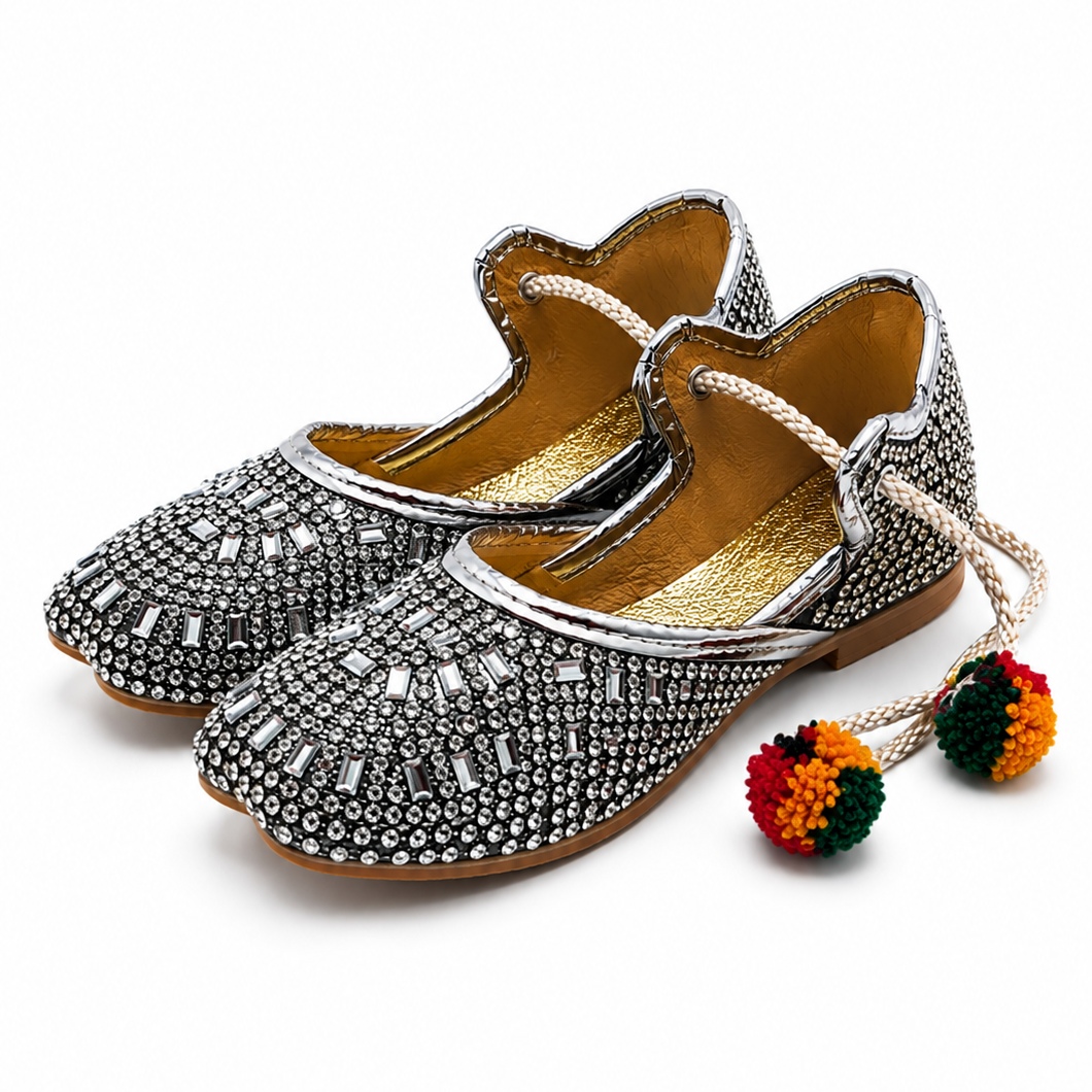 Silver Mirror Baby Khussa